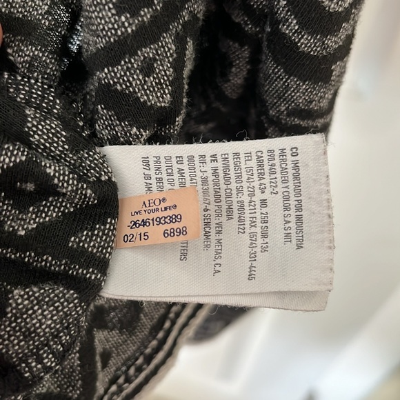 American Eagle Outfitters open cardigan sweater western Aztec black white LG - Picture 8 of 13